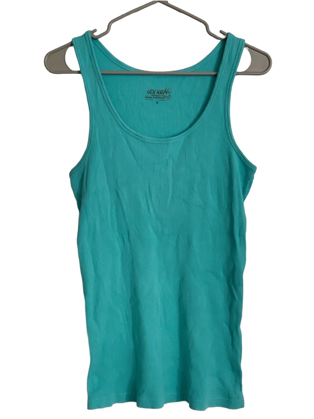OLD NAVY Maternity Turquoise Blue Sleeveless Tank Ribbed Cotton Tee Shirt